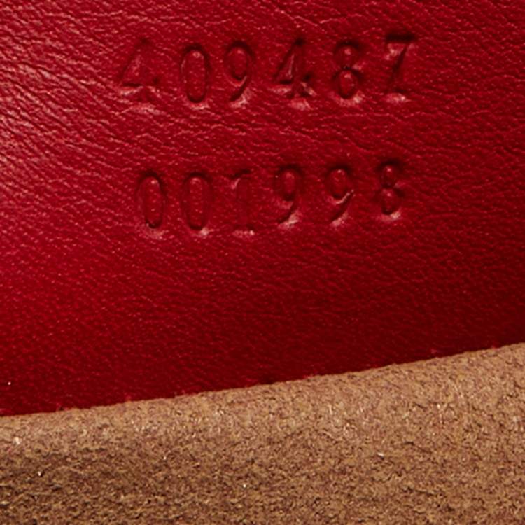 Pre Owned Gucci Red Sequin & Beaded Embellished Leather Small Padlock Shoulder Bag