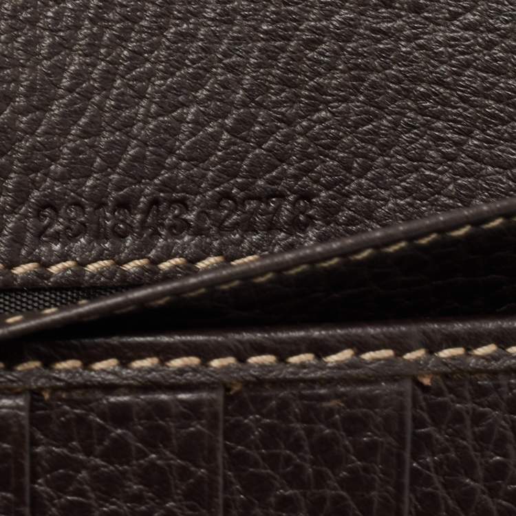 Pre Owned Gucci Beige/Brown GG Crystal Canvas and Leather Flap Continental Wallet