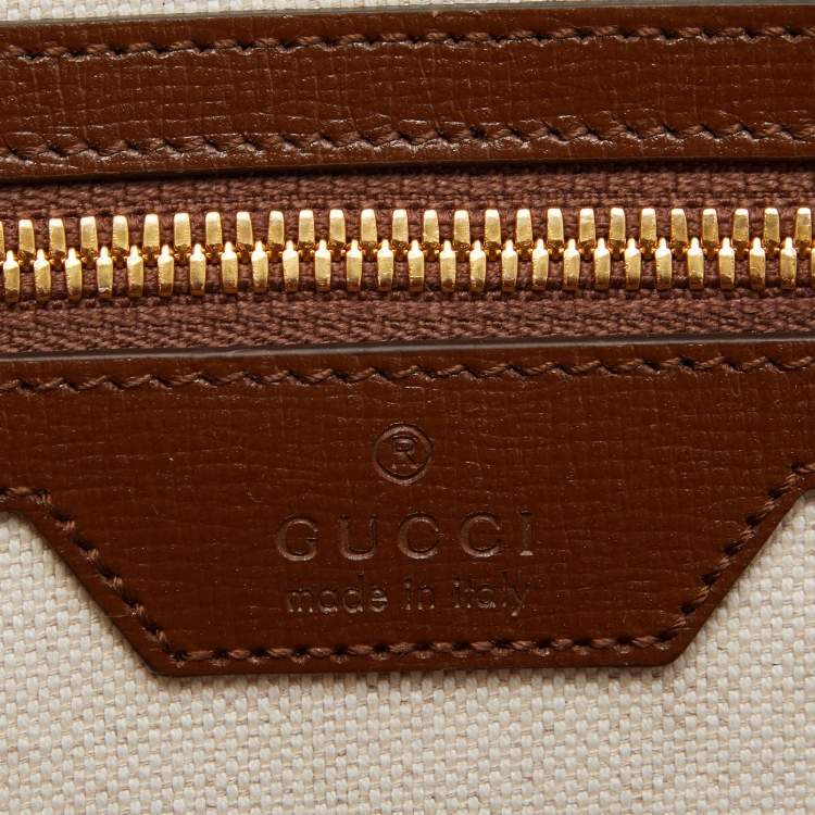 Pre Owned Gucci Beige/Brown Carnation Print GG Supreme Canvas and Leather Carry On Duffel Bag