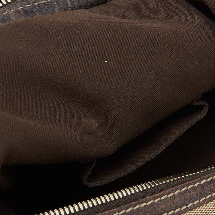 Pre Owned Gucci Beige/Brown GG Canvas and Leather Princy Hobo