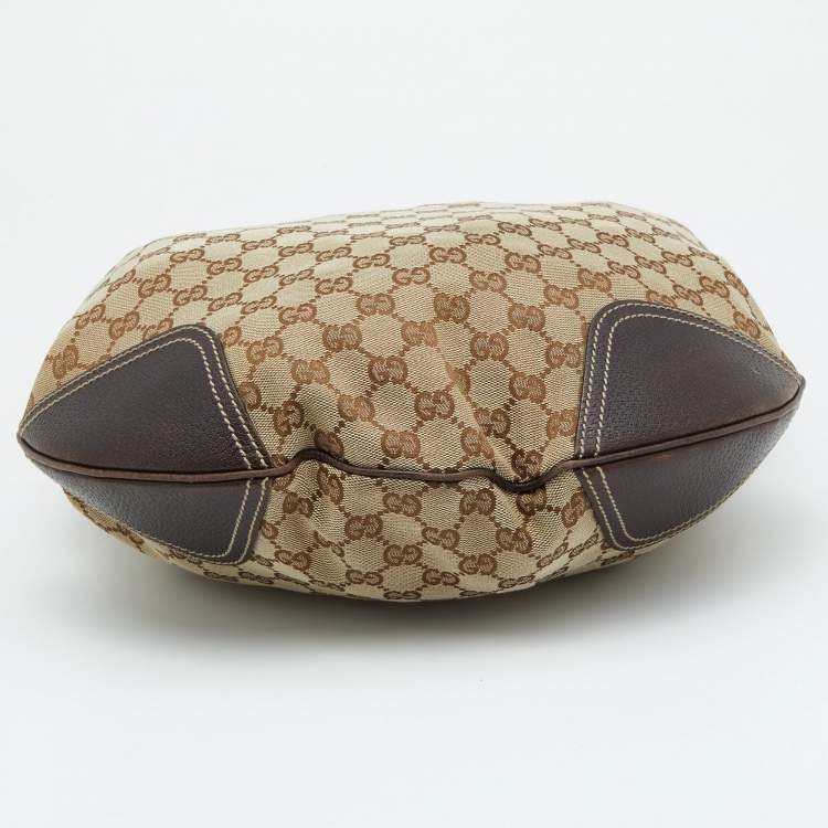 Pre Owned Gucci Beige/Brown GG Canvas and Leather Princy Hobo