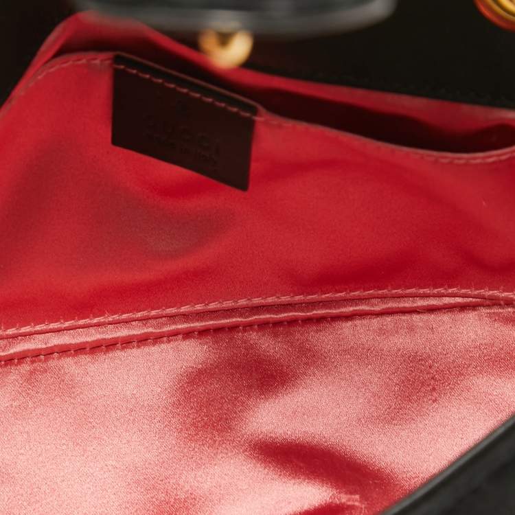 Pre Owned Gucci Black Matelasse Velvet Mini GG Marmont Shoulder Bag