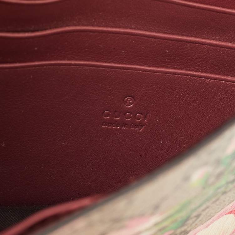 Pre Owned Gucci Multicolor Blooms Print GG Supreme Canvas and Leather Wallet on Chain