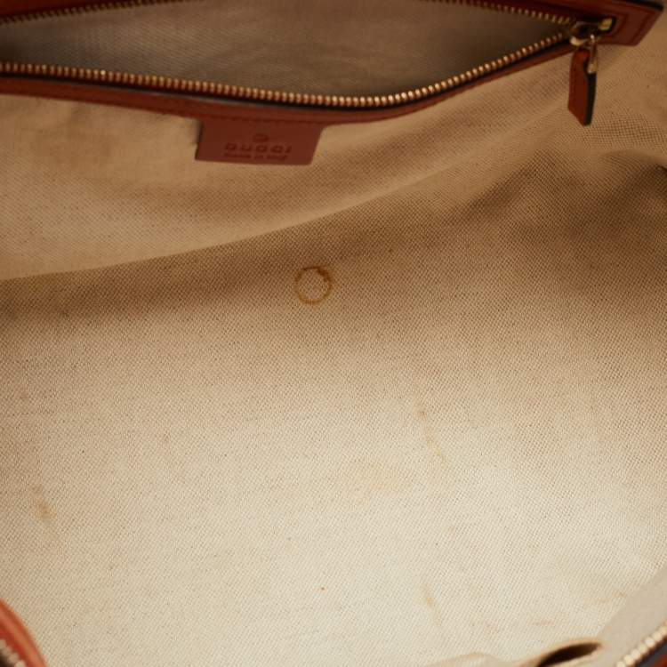 Pre Owned Gucci Brown/Beige GG Canvas Medium Web Top Handle Bag