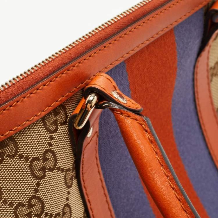 Pre Owned Gucci Brown/Beige GG Canvas Medium Web Top Handle Bag