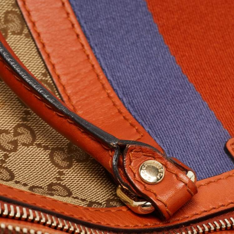 Pre Owned Gucci Brown/Beige GG Canvas Medium Web Top Handle Bag