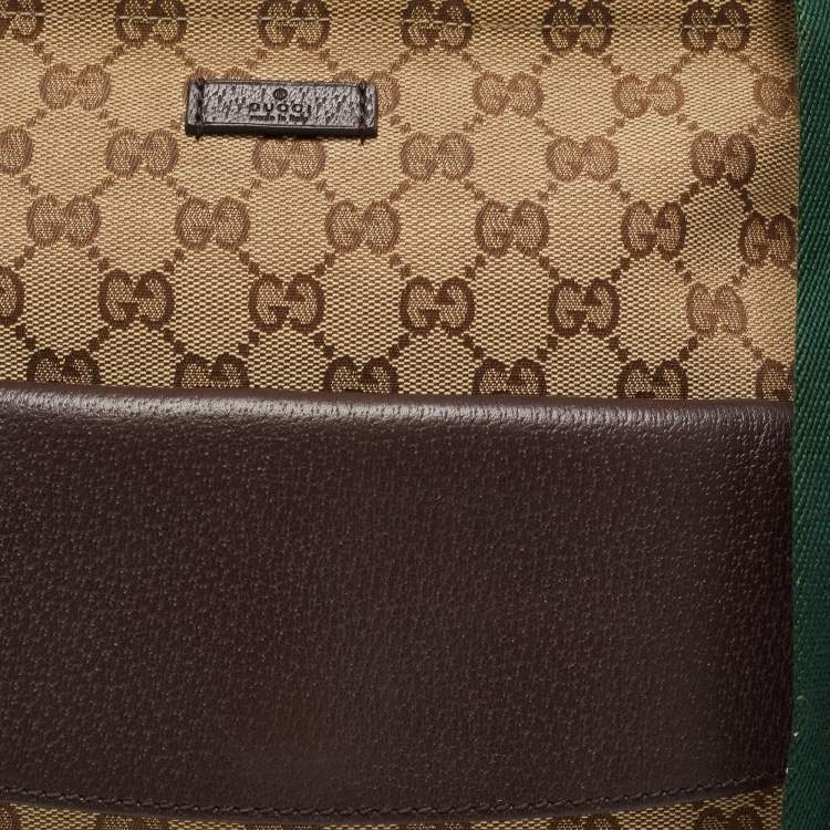 Pre Owned Gucci Beige/Brown GG Canvas and Leather Web Pocket Messengers Bag