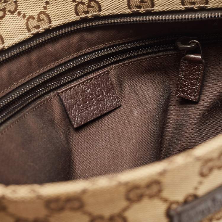 Pre Owned Gucci Beige/Brown GG Canvas and Leather Web Pocket Messengers Bag