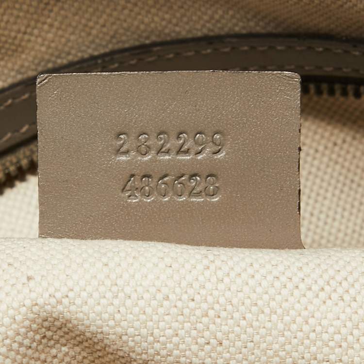 Pre Owned Gucci Beige/Grey GG Canvas and Leather Scarlett Interlocking G Satchel