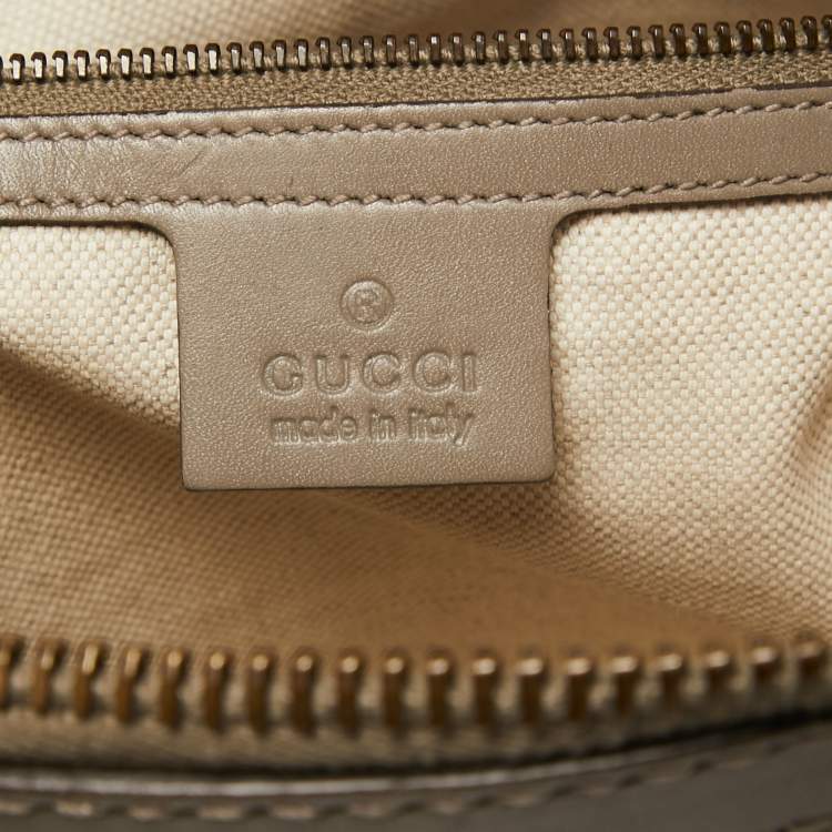 Pre Owned Gucci Beige/Grey GG Canvas and Leather Scarlett Interlocking G Satchel