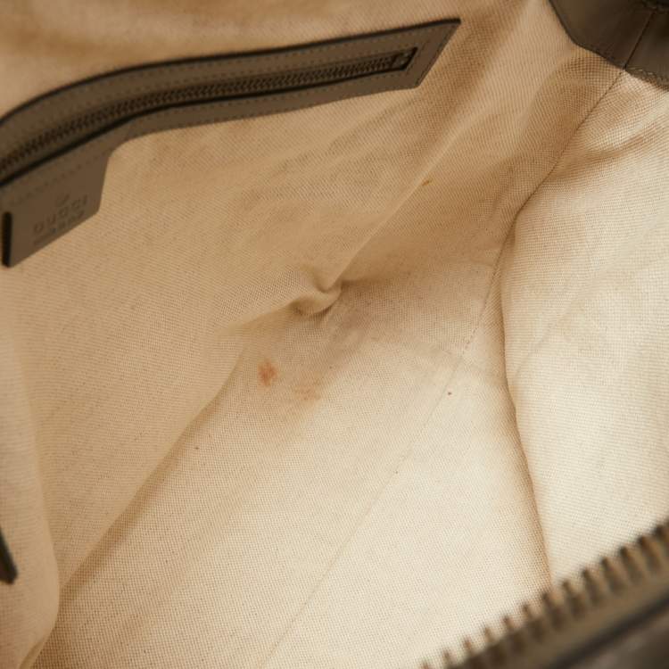 Pre Owned Gucci Beige/Grey GG Canvas and Leather Scarlett Interlocking G Satchel