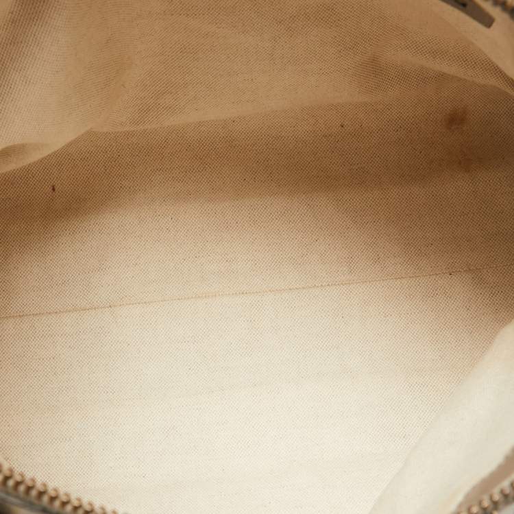 Pre Owned Gucci Beige/Grey GG Canvas and Leather Scarlett Interlocking G Satchel