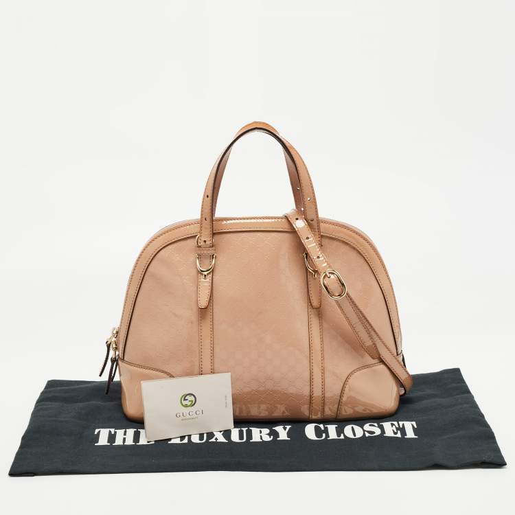 Pre Owned Gucci Pink Microguccissima Patent Leather Nice Dome Satchel