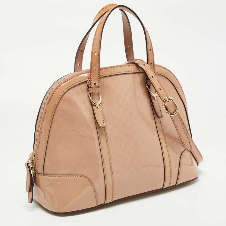 Pre Owned Gucci Pink Microguccissima Patent Leather Nice Dome Satchel