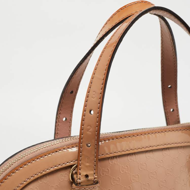 Pre Owned Gucci Pink Microguccissima Patent Leather Nice Dome Satchel