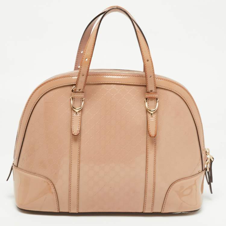 Pre Owned Gucci Pink Microguccissima Patent Leather Nice Dome Satchel