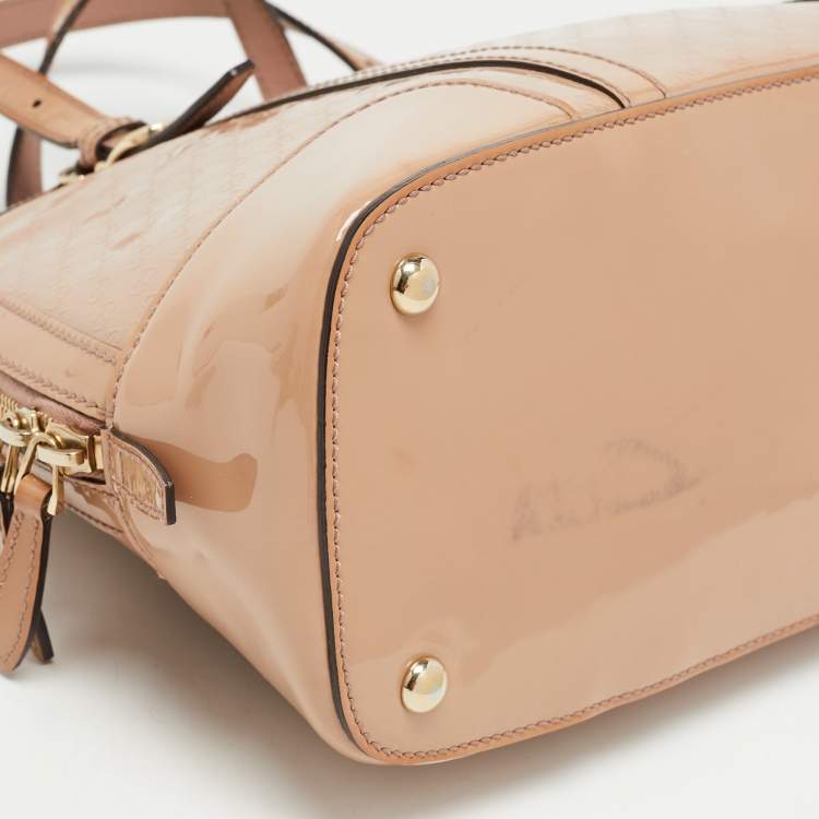 Pre Owned Gucci Pink Microguccissima Patent Leather Nice Dome Satchel