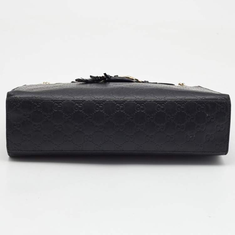 Pre Owned Gucci Black Guccissima Leather Large Emily Chain Shoulder Bag