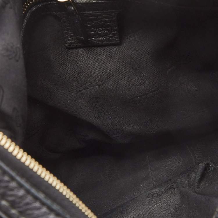 Pre Owned Gucci Black Leather Small Web Horsebit Heritage Hobo
