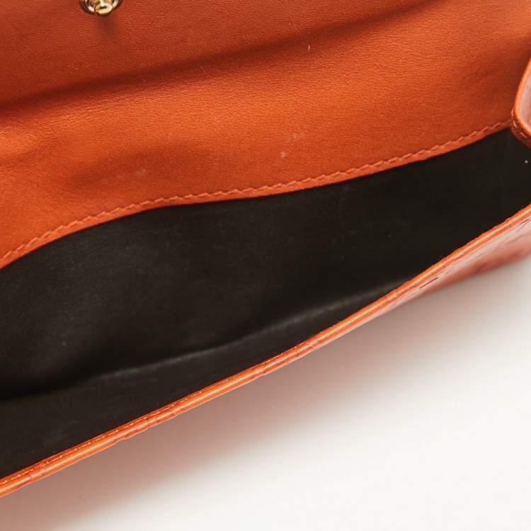 Pre Owned Gucci Orange Guccissima Leather Long Wallet