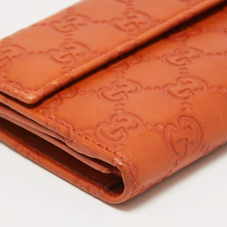 Pre Owned Gucci Orange Guccissima Leather Long Wallet