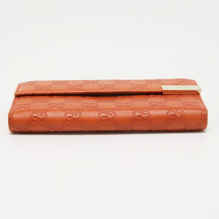 Pre Owned Gucci Orange Guccissima Leather Long Wallet