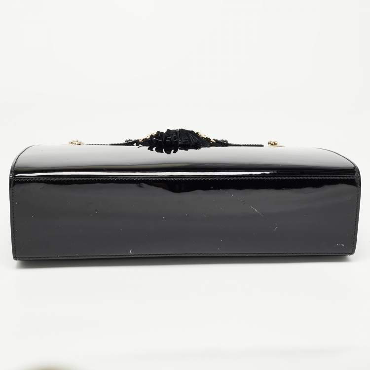 Pre Owned Gucci Black Patent Leather Large Emily Chain Shoulder Bag