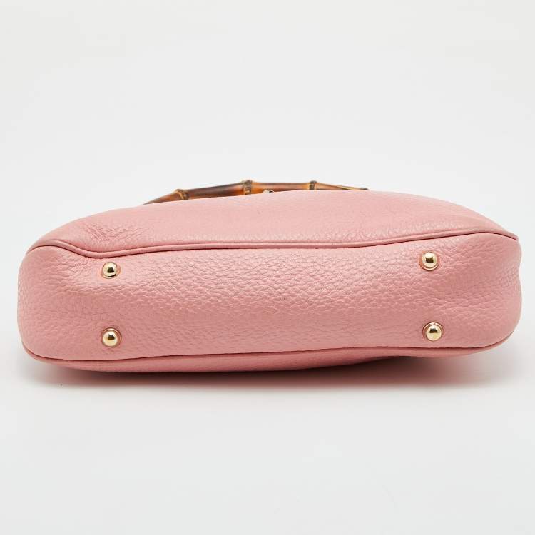 Pre Owned Gucci Light Pink Leather Anita Bamboo Hobo