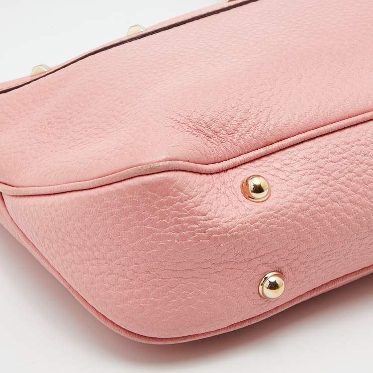 Pre Owned Gucci Light Pink Leather Anita Bamboo Hobo