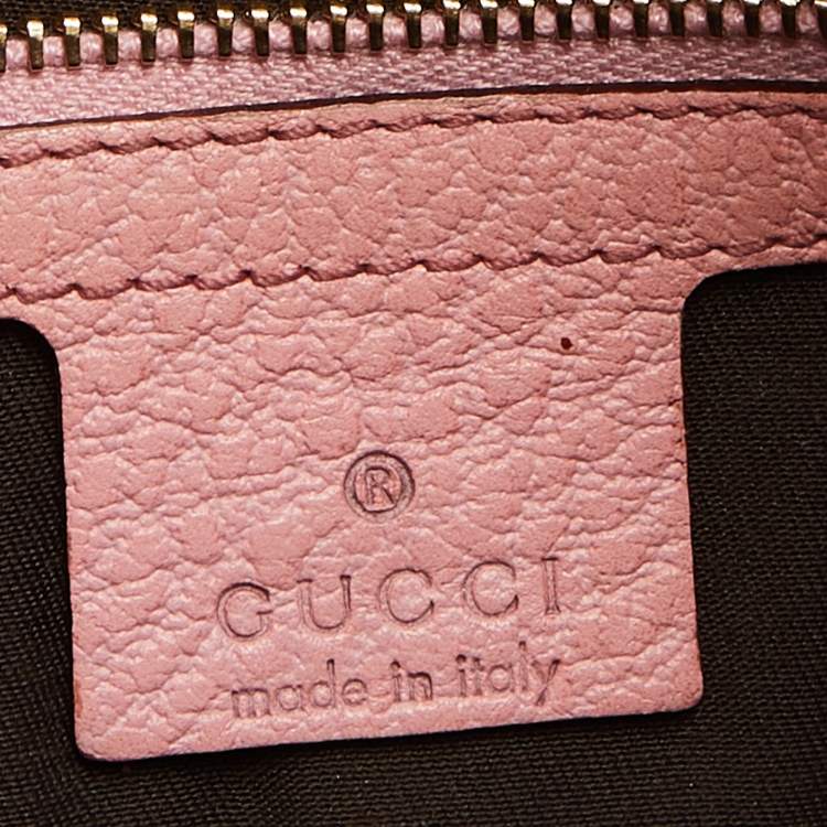 Pre Owned Gucci Light Pink Leather Anita Bamboo Hobo