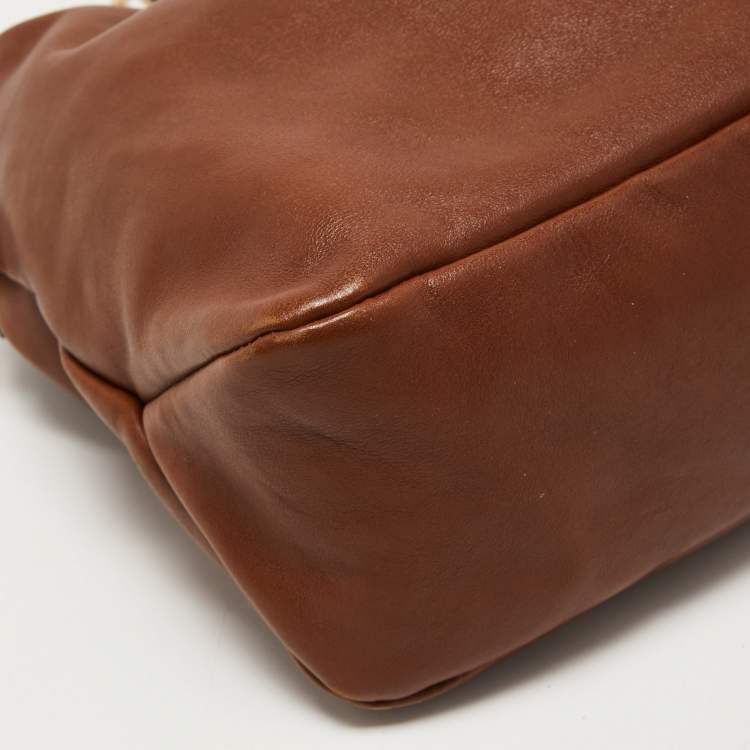 مملوكة مسبقًا Gucci Brown Leather Medium Horsebit Handle Hobo 