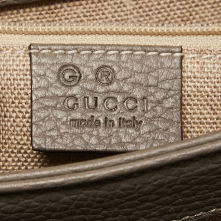 Pre Owned Gucci Grey Leather Medium Interlocking G Top Handle Bag
