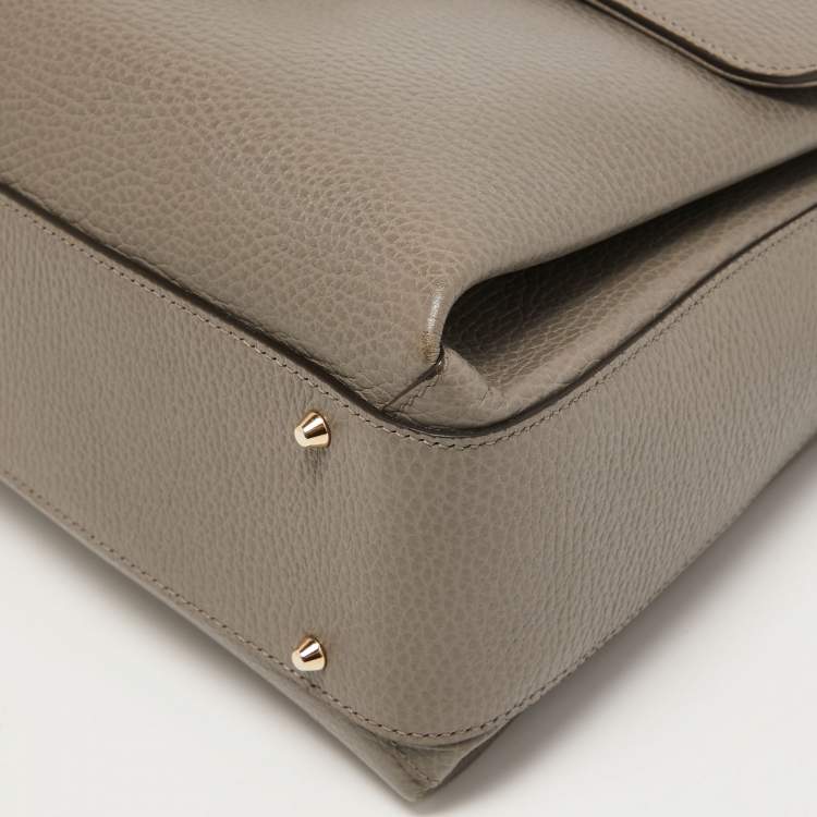 Pre Owned Gucci Grey Leather Medium Interlocking G Top Handle Bag