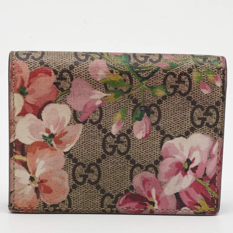 Pre Owned Gucci Multicolor GG Supreme Blooms Canvas Card Case