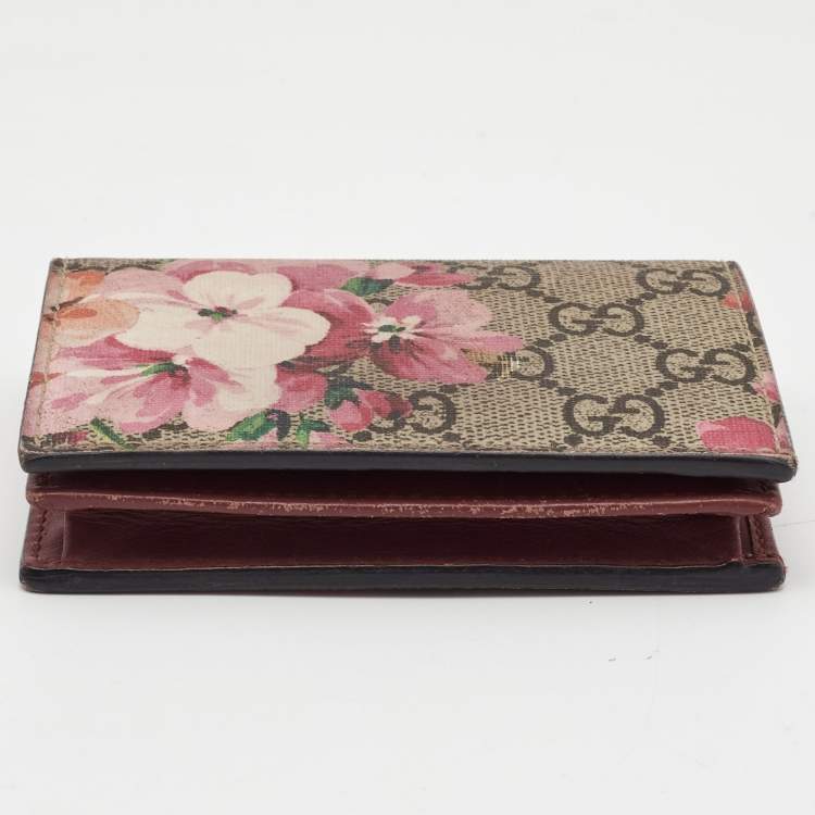 Pre Owned Gucci Multicolor GG Supreme Blooms Canvas Card Case