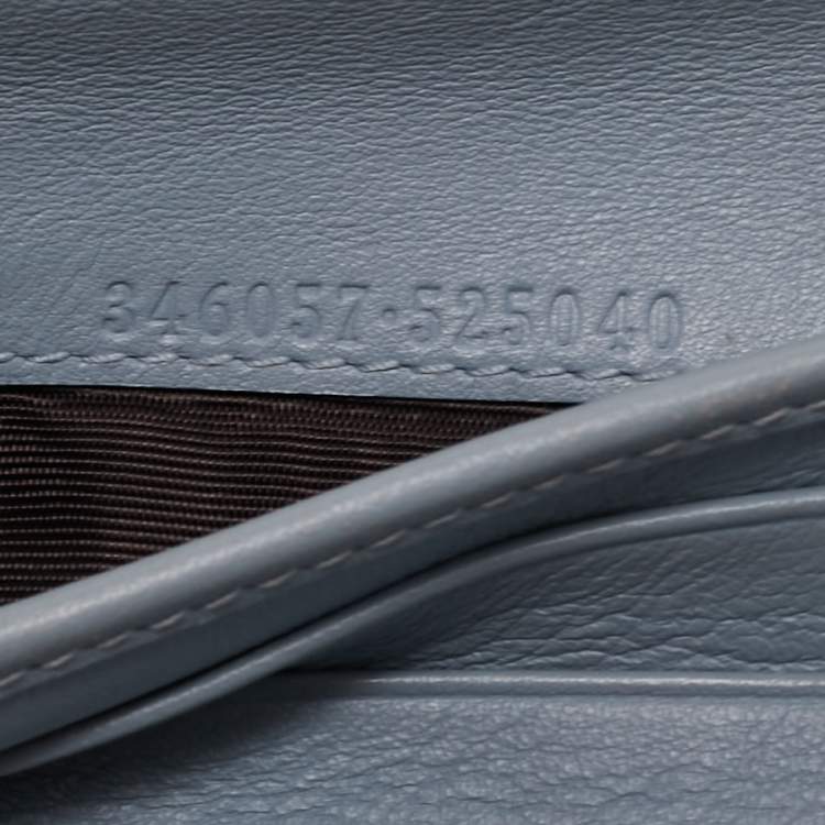 Pre Owned Gucci Light Blue Guccissima Leather Trifold Flap Wallet