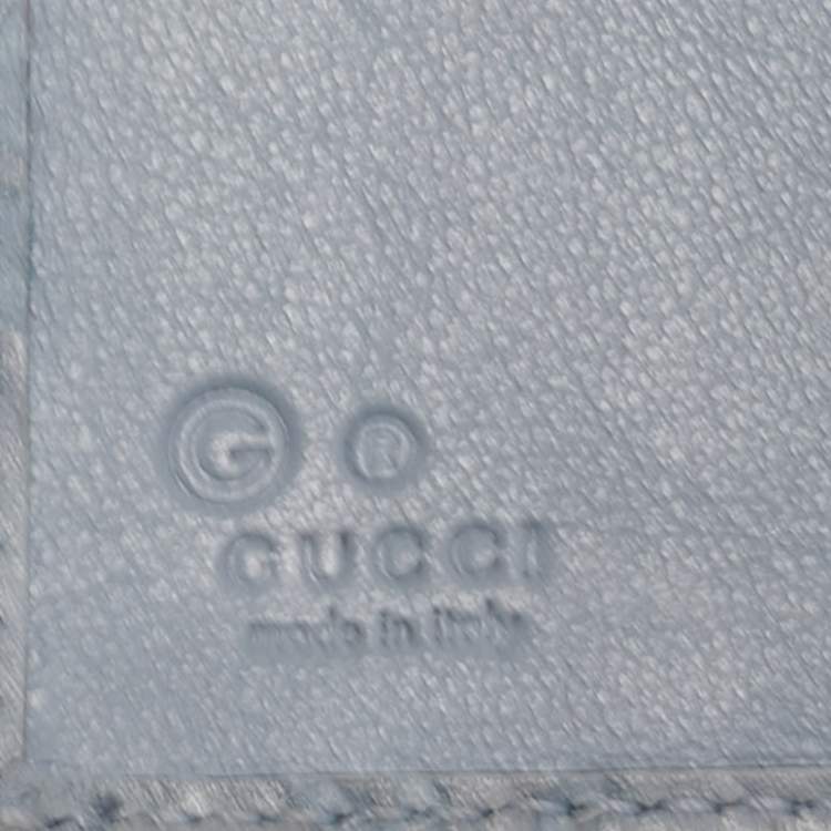 Pre Owned Gucci Light Blue Guccissima Leather Trifold Flap Wallet
