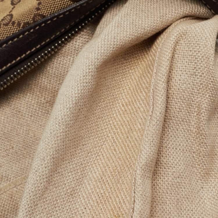 Pre Owned Gucci Brown/Beige GG Canvas Medium Icon Bit Hobo
