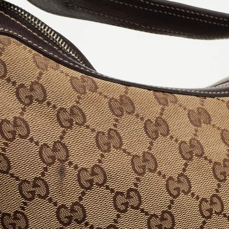 Pre Owned Gucci Brown/Beige GG Canvas Medium Icon Bit Hobo