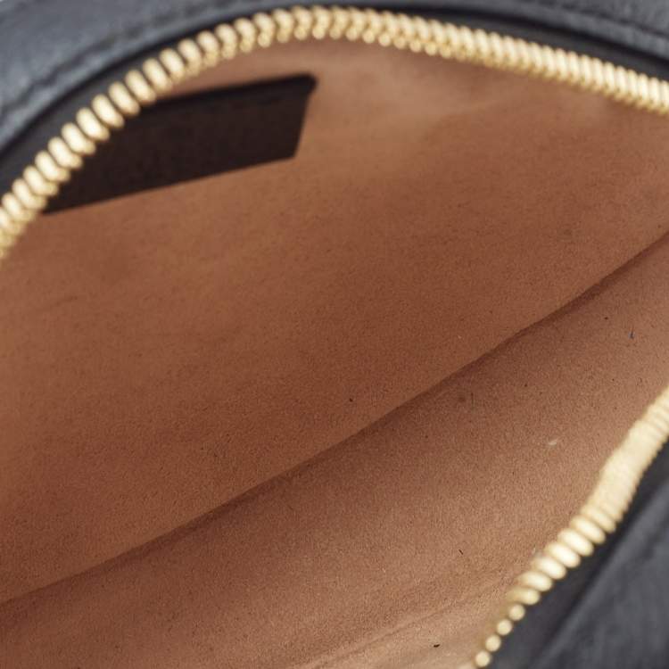 Pre Owned Gucci Black Leather Mini Web Ophidia GG Round Shoulder Bag