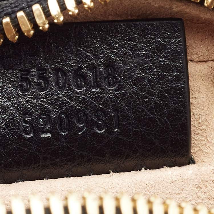 Pre Owned Gucci Black Leather Mini Web Ophidia GG Round Shoulder Bag