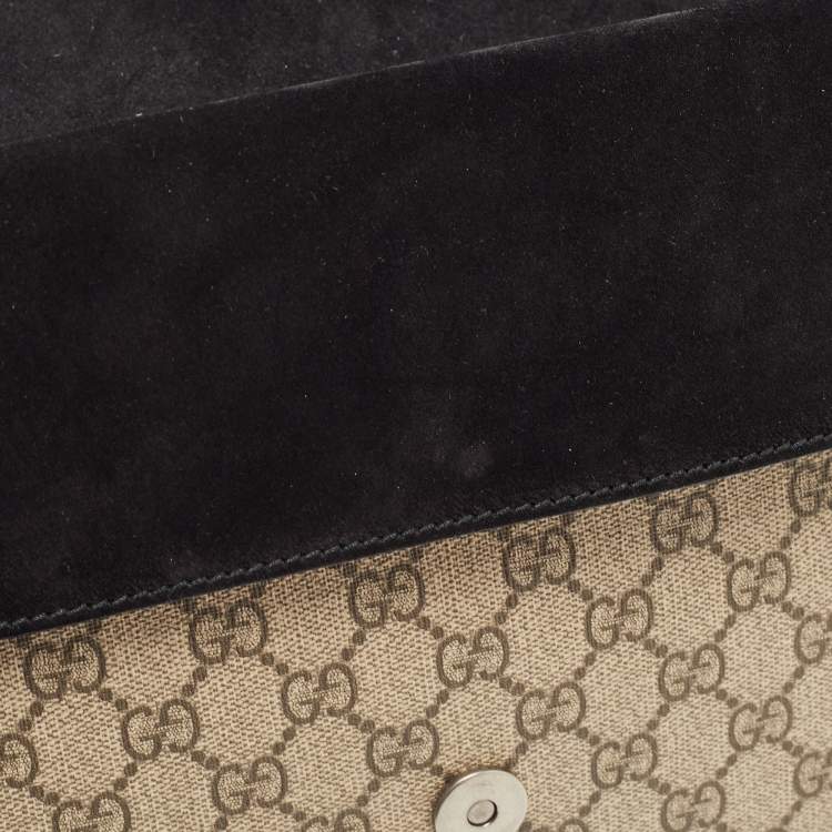 مملوكة مسبقًا Gucci Black/Beige GG Supreme Canvas and Suede Dionysus Belt Bag