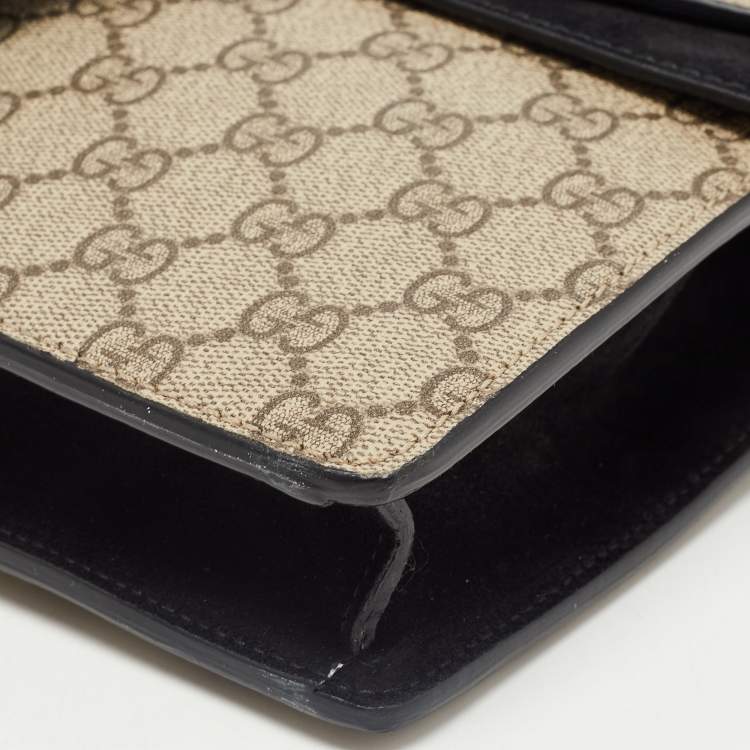 مملوكة مسبقًا Gucci Black/Beige GG Supreme Canvas and Suede Dionysus Belt Bag