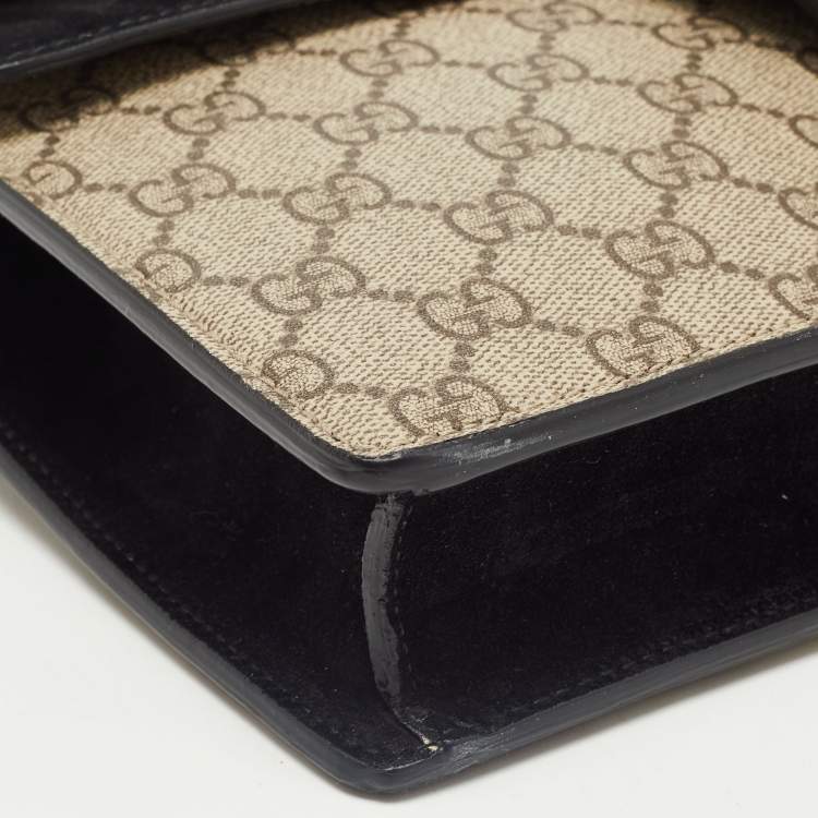 مملوكة مسبقًا Gucci Black/Beige GG Supreme Canvas and Suede Dionysus Belt Bag