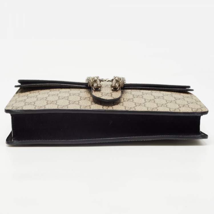 مملوكة مسبقًا Gucci Black/Beige GG Supreme Canvas and Suede Dionysus Belt Bag