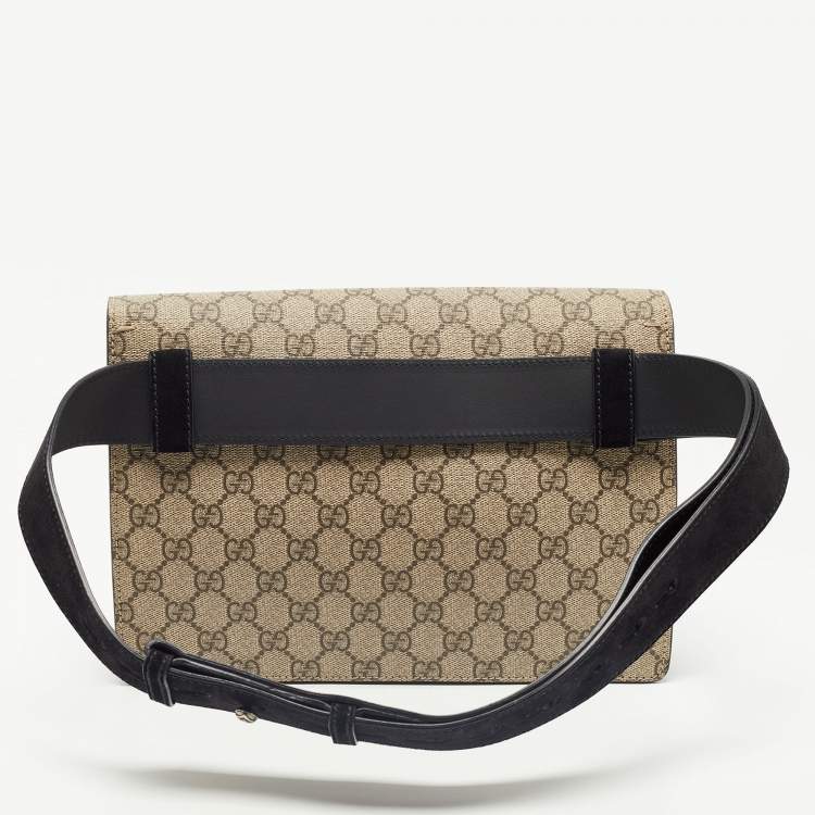 مملوكة مسبقًا Gucci Black/Beige GG Supreme Canvas and Suede Dionysus Belt Bag