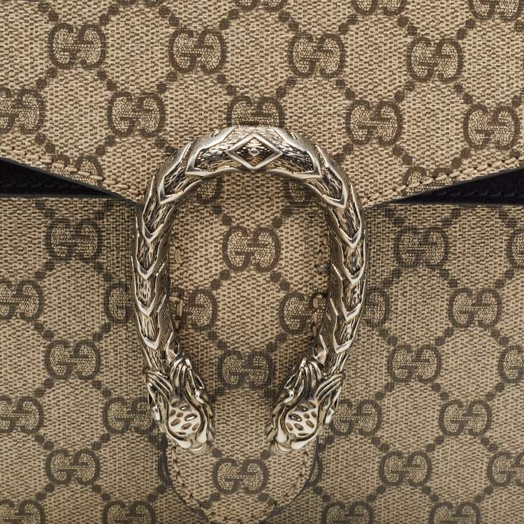 مملوكة مسبقًا Gucci Black/Beige GG Supreme Canvas and Suede Dionysus Belt Bag
