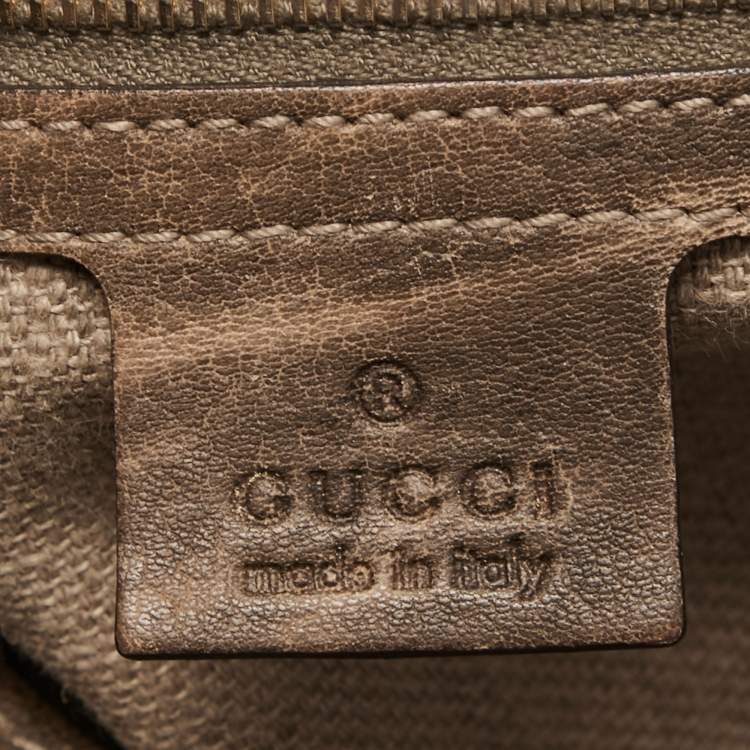 Pre Owned Gucci Beige/Black Grained Leather Charlotte Hobo