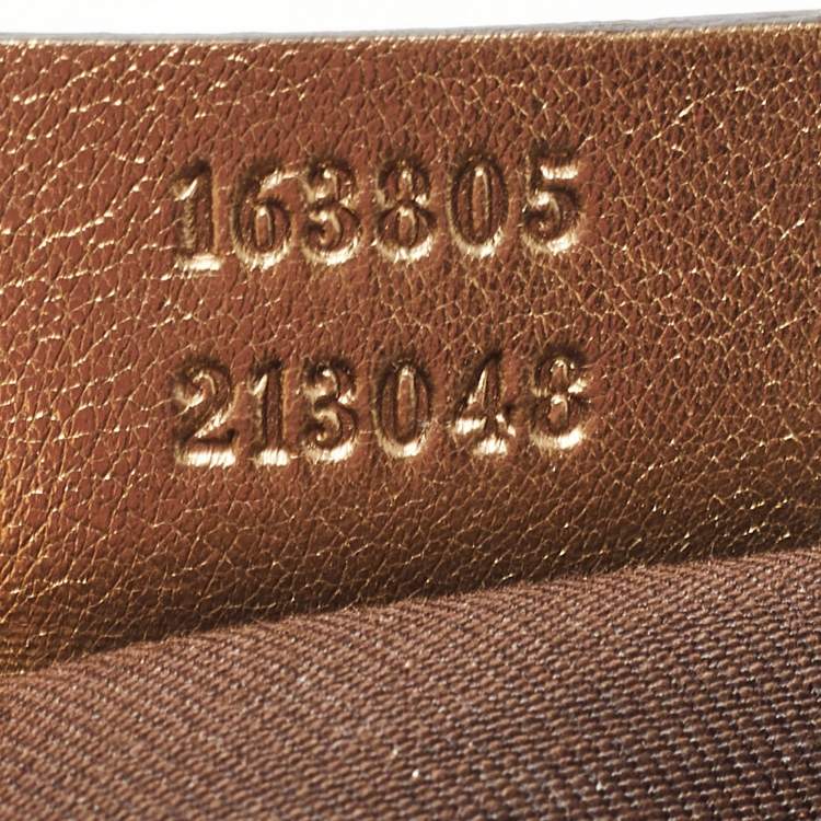 Pre Owned Gucci Gold/Brown GG Satin and Leather Princy Tote
