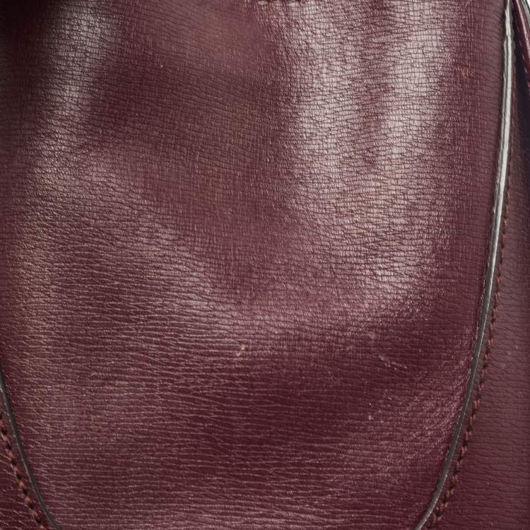Pre Owned Gucci Burgundy Leather Medium New Bamboo Bullet Bag
